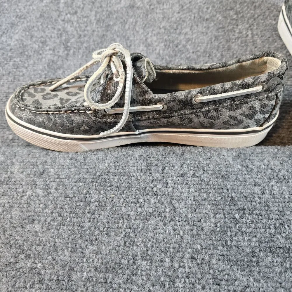 Sperry Top Sider women leopard silver‎ gray size 7